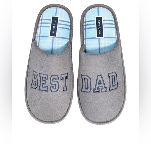 CLUB ROOM Mens Best Dad Embroidered Slippers. Color Gray. Size Medium (8… - Picture 1 of 7